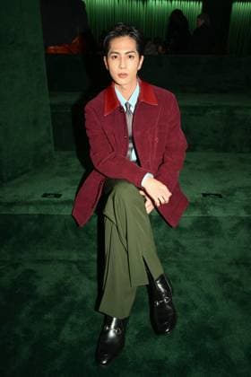 Milan, Milan Women s Fashion Week: Fall Winter 2025 - Gucci Fashion Show - Guests Milan, Milan Women s Fashion Week: Fall Winter 2025 - Women s Fashion, Fall Winter 2025.- Gucci fashion show - guests in the photo: Jun Shison MILAN Italy  Copyright: xIPA ABACAx