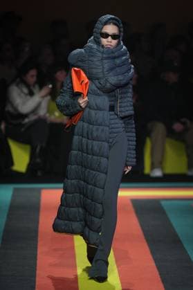Milan, Milan Women s Fashion Week: Fall Winter 2025 26 - K—WAY Runway Show Milan, Milan Women s Fashion Week: Fall Winter 2025 26 - Women s Fashion, Fall Winter 2025 26 - K-Way fashion show - catwalk in the photo: Model MILAN Italy  Copyright: xIPA ABACAx