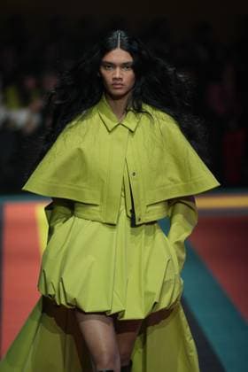 Milan, Milan Women s Fashion Week: Fall Winter 2025 26 - Women s Fashion, Fall Winter 2025 26 - K-Way fashion show - catwalk in the photo: Model  Copyright: xRiccardoxGIordanox xipa-agency.netx xModaxMilanox IPA_Agency_IPA54569379