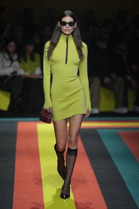 Milan, Italy: Milan, Milan Women s Fashion Week: Fall Winter 2025 26 - Women s Fashion, Fall Winter 2025 26 - K-Way fashion show - catwalk in the photo: Model Milan Italy  - ZUMAp169 20250225_zea_p169_804 Copyright: xRiccardoxGIordanox