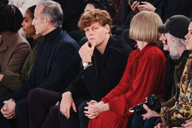 Milan, Milan Women s Fashion Week: Fall Winter 2025 - Gucci Fashion Show - Front Row Guests Milan, Milan Women s Fashion Week: Fall Winter 2025 - Women s Fashion, Fall Winter 2025 - Gucci Fashion Show - Guests. In the photo: Jannik Sinner (Italian Tennis Player) Milan Italy  Copyright: xIPA ABACAx