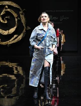 Milan,ItalyMario Dice Fall-Winter 2025-2026 collection at Milan Fashion Week Lineapelle with the participation of celebrity singers for its tenth anniversary. In the photo:Mario Dice show fashion show  Copyright: xNickxZonnax xipa-agency.netx xNickxZonnax IPA_Agency_IPA54623118