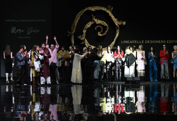 Milan,ItalyMario Dice Fall-Winter 2025-2026 collection at Milan Fashion Week Lineapelle with the participation of celebrity singers for its tenth anniversary. In the photo:Mario Dice show fashion show  Copyright: xNickxZonnax xipa-agency.netx xNickxZonnax IPA_Agency_IPA54623164