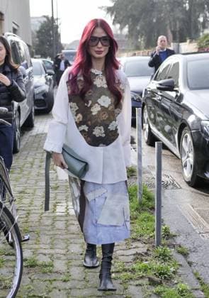 Milan, Milan Women s Fashion Week: Fall Winter 2025- Women s Fashion, Fall Winter 2025.- Jil Sander fashion show - arrivals - In the photo: Heart Evangelista  Copyright: xLucaxPontix xipa-agency.netx xx IPA_Agency_IPA54628046