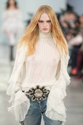 Milan, Milan Women s Fashion Week: Fall Winter 2025 26 - Women s Fashion, Fall Winter 2025 26 - Blumarine fashion show - catwalk in the photo: Model  Copyright: xRiccardoxGIordanox xipa-agency.netx xRiccardoxGIordanox IPA_Agency_IPA54644736