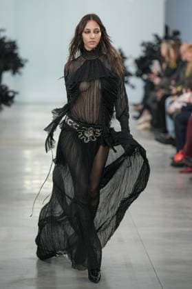 Milan, Italy: Milan, Milan Women s Fashion Week: Fall Winter 2025 26 - Women s Fashion, Fall Winter 2025 26 - Blumarine fashion show - catwalk in the photo: Model Milan Italy  - ZUMAp169 20250227_zea_p169_476 Copyright: xRiccardoxGIordanox