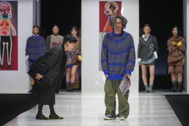 Milan, Italy: Milan, Milan Women s Fashion Week: Fall Winter 2025 26 - Women s Fashion, Fall Winter 2025 26 - Anteprima fashion show - catwalk in the photo: Izumi Ogino with Mika Tajima Milan Italy  - ZUMAp169 20250227_zea_p169_577 Copyright: xRiccardoxGIordanox