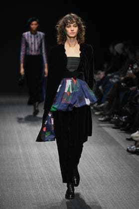Milan, Milan Women s Fashion Week: Fall Winter 2025 - Emporio Armani Fashion Show - model Milan, Milan Women s Fashion Week: Fall Winter 2025 - Women s Fashion, Fall Winter 2025.- Emporio Armani fashion show - guests in the photo: model MILAN Italy  Copyright: xIPA ABACAx
