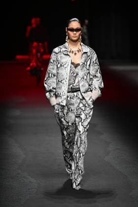 Milan, Italy: Milan, Milan Women s Fashion Week: Fall Winter 2025 - Women s Fashion, Fall Winter 2025.- Roberto Cavalli fashion show - catwalk in the photo: model Milan Italy  - ZUMAp169 20250228_zea_p169_031 Copyright: xSimonaxChiocciax