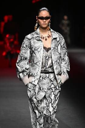 Milan, Italy: Milan, Milan Women s Fashion Week: Fall Winter 2025 - Women s Fashion, Fall Winter 2025.- Roberto Cavalli fashion show - catwalk in the photo: model Milan Italy  - ZUMAp169 20250228_zea_p169_055 Copyright: xSimonaxChiocciax