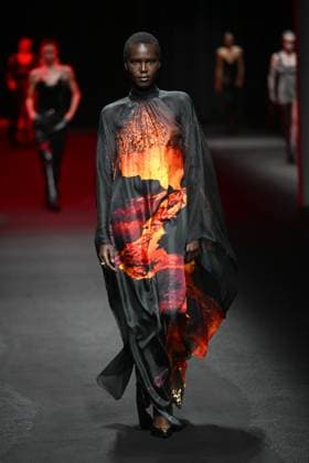 Milan, Italy: Milan, Milan Women s Fashion Week: Fall Winter 2025 - Women s Fashion, Fall Winter 2025.- Roberto Cavalli fashion show - catwalk in the photo: model Milan Italy  - ZUMAp169 20250228_zea_p169_059 Copyright: xSimonaxChiocciax