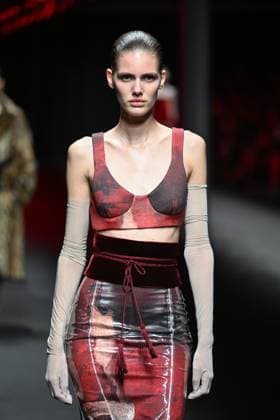 Milan, Italy: Milan, Milan Women s Fashion Week: Fall Winter 2025 - Women s Fashion, Fall Winter 2025.- Roberto Cavalli fashion show - catwalk in the photo: model Milan Italy  - ZUMAp169 20250228_zea_p169_097 Copyright: xSimonaxChiocciax