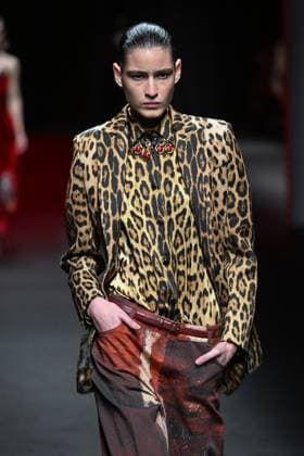 Milan, Italy: Milan, Milan Women s Fashion Week: Fall Winter 2025 - Women s Fashion, Fall Winter 2025.- Roberto Cavalli fashion show - catwalk in the photo: model Milan Italy  - ZUMAp169 20250228_zea_p169_110 Copyright: xSimonaxChiocciax