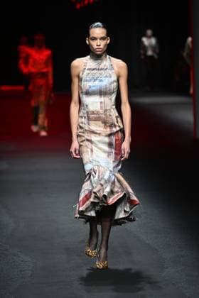 Milan, Italy: Milan, Milan Women s Fashion Week: Fall Winter 2025 - Women s Fashion, Fall Winter 2025.- Roberto Cavalli fashion show - catwalk in the photo: model Milan Italy  - ZUMAp169 20250228_zea_p169_001 Copyright: xSimonaxChiocciax