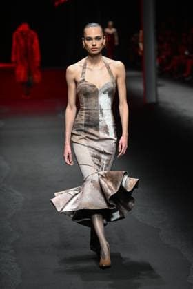 Milan, Italy: Milan, Milan Women s Fashion Week: Fall Winter 2025 - Women s Fashion, Fall Winter 2025.- Roberto Cavalli fashion show - catwalk in the photo: model Milan Italy  - ZUMAp169 20250228_zea_p169_007 Copyright: xSimonaxChiocciax