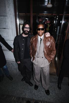 Milan, Italy: Milan, Milan Women s Fashion Week: Fall Winter 2025 - Women s Fashion, Fall Winter 2025 - RayBan Party - Arrivals. In the photo: ASAP Rocky (American rapper and first Creative Director of Ray-Ban), Leonardo Maria Del Vecchio (Founder and Chairman of Luxottica and Executive Chairman of EssilorLuxottica) Milan Italy  - ZUMAp169 20250227_zea_p169_1366 Copyright: xAlessandroxBremecx