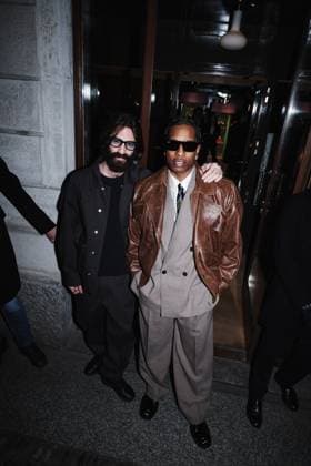 Milan, Italy: Milan, Milan Women s Fashion Week: Fall Winter 2025 - Women s Fashion, Fall Winter 2025 - RayBan Party - Arrivals. In the photo: ASAP Rocky (American rapper and first Creative Director of Ray-Ban), Leonardo Maria Del Vecchio (Founder and Chairman of Luxottica and Executive Chairman of EssilorLuxottica) Milan Italy  - ZUMAp169 20250227_zea_p169_1370 Copyright: xAlessandroxBremecx