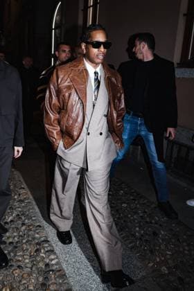 Milan, Milan Women s Fashion Week: Fall Winter 2025 - Ray-Ban Party - Arrivals - Arrivals Milan, Milan Women s Fashion Week: Fall Winter 2025 - Women s Fashion, Fall Winter 2025 - RayBan Party - Arrivals. In the photo: ASAP Rocky (American rapper and first Creative Director of Ray-Ban) Milan Italy  Copyright: xIPA ABACAx