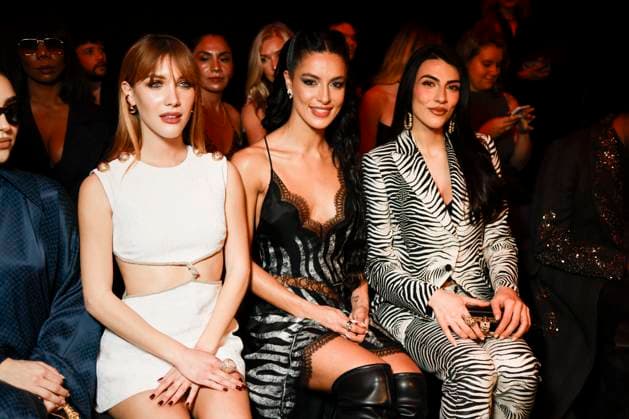 MFW - Roberto Cavalli Front Row MILAN, ITALY - FEBRUARY 27: Desiree Popper, Ludovica Coscione, Giulia Salemi attend Roberto Cavalli’s fashion show during the Milan Fashion Week - Womenswear Fall Winter 2025 2026 on February 27, 2025 in Milan, Italy. Photo by Marco Piovanotto ABACAPRESS.COM Milan Italy  Copyright: xPiovanottoxMarco ABACAx