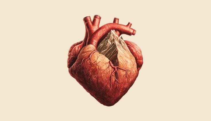 Creative Highlights Symbolfotos An illustration depicting a highly detailed human heart with a mountain range cradled inside, symbolizing the concept of inner strength and nature s majesty. Model Released HodeiUnzueta_ID26464_763625_002 Copyright: xHodeixUnzuetax RECORD DATE NOT STATED