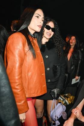 Milan, Milan Women s Fashion Week: Fall Winter 2025 - Women s Fashion, Fall Winter 2025.- Versace fashion show - guests. in the photo: Elodie, Lorenzza Rapper  Copyright: xSimonaxChiocciax xipa-agency.netx xSimonaxChiocciax IPA_Agency_IPA54704338