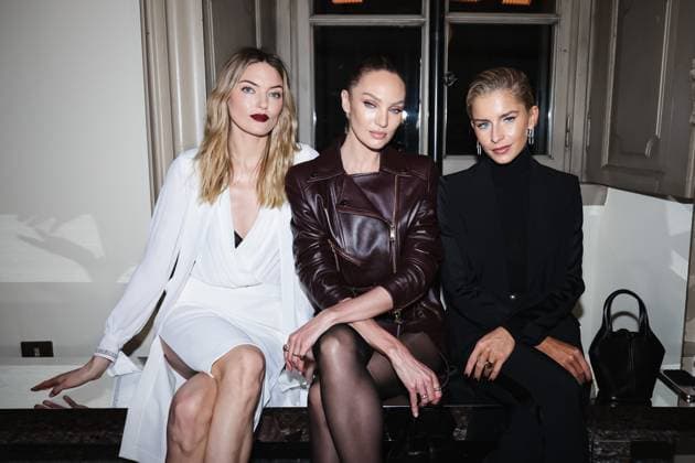 Milan, Milan Women s Fashion Week: Fall Winter 2025 - Women s Fashion, Fall Winter 2025 - Elisabetta Franchi Show - Front Row Guests. In the photo: Caroline Caro Daur (Influencer), Martha Hunt (Supermodel), Candice Swanepoel (Supermodel)  Copyright: xAlessandroxBremecx xipa-agency.netx xx IPA_Agency_IPA54713313