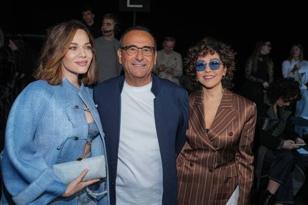 Milan, Milan Women s Fashion Week: Fall Winter 2025 26 - Women s Fashion, Fall Winter 2025 26 - Ermanno Scervino fashion show - front row in the photo: Laura Chiatti Carlo Conti  Copyright: xRiccardoxGIordanox xipa-agency.netx xRiccardoxGIordanox IPA_Agency_IPA54726914