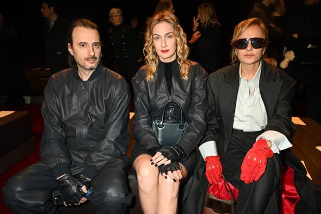 Milan, Italy: Milan, Milan Women s Fashion Week: Fall Winter 2025 - Women s Fashion, Fall Winter 2025.- Ferrari fashion show - catwalk. in the photo: Matteo Ceccarini, Eva Riccobono, Valeria Golino Milan Italy  - ZUMAp169 20250301_zea_p169_372 Copyright: xSimonaxChiocciax