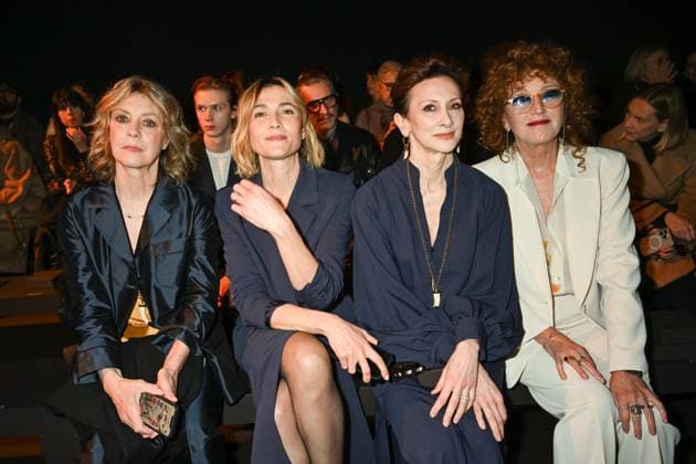 Milan, Milan Women s Fashion Week: Fall Winter 2025 - Women s Fashion, Fall Winter 2025.- Luisa Spagnoli fashion show - guests. in the photo: Margherita Buy, Anna Foglietta, Pia Lanciotti, Fiorella Mannoia  Copyright: xSimonaxChiocciax xipa-agency.netx xSimonaxChiocciax IPA_Agency_IPA54762433