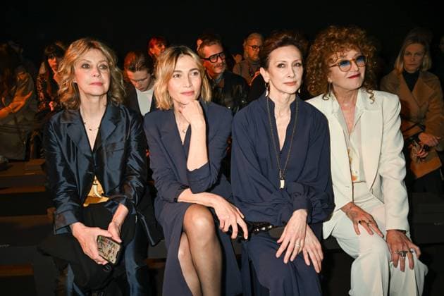 Milan, Milan Women s Fashion Week: Fall Winter 2025 - Women s Fashion, Fall Winter 2025.- Luisa Spagnoli fashion show - guests. in the photo: Margherita Buy, Anna Foglietta, Pia Lanciotti, Fiorella Mannoia  Copyright: xSimonaxChiocciax xipa-agency.netx xSimonaxChiocciax IPA_Agency_IPA54762437