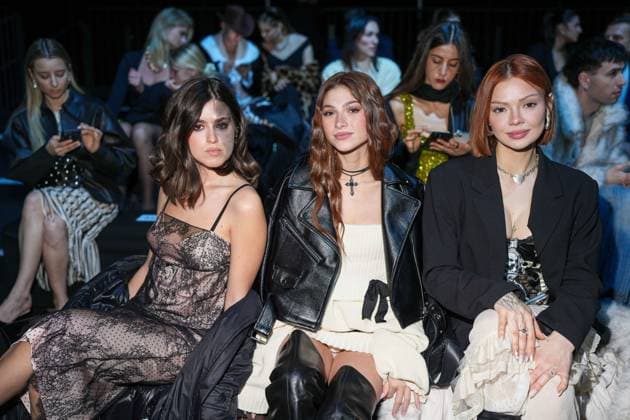 Milan, Milan Women s Fashion Week: Fall Winter 2025 26 - Women s Fashion, Fall Winter 2025 26 - Aniye Records fashion show - front row in the photo: Carlotta Bertotti, Nicky Passarella and Mirta Miller  Copyright: xRiccardoxGIordanox xipa-agency.netx xRiccardoxGiordanox IPA_Agency_IPA54765264