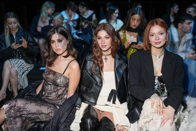 Milan, Milan Women s Fashion Week: Fall Winter 2025 26 - Women s Fashion, Fall Winter 2025 26 - Aniye Records fashion show - front row in the photo: Carlotta Bertotti, Nicky Passarella and Mirta Miller  Copyright: xRiccardoxGIordanox xipa-agency.netx xRiccardoxGiordanox IPA_Agency_IPA54765363