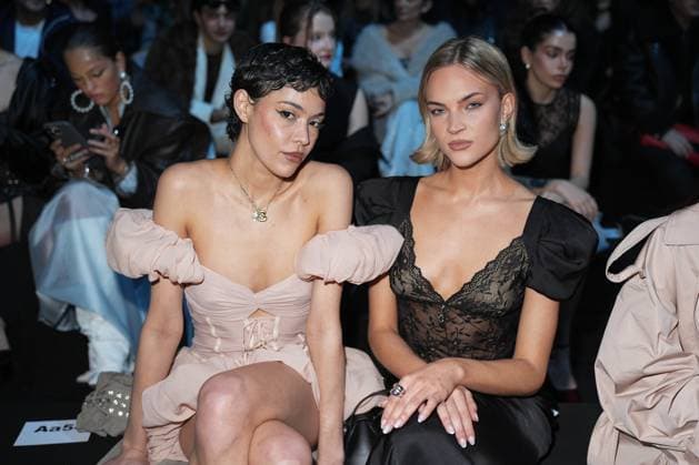 Milan, Milan Women s Fashion Week: Fall Winter 2025 26 - Women s Fashion, Fall Winter 2025 26 - Aniye Records fashion show - front row in the photo: Victoria Stella and Emilia Silberg  Copyright: xRiccardoxGIordanox xipa-agency.netx xRiccardoxGiordanox IPA_Agency_IPA54765435