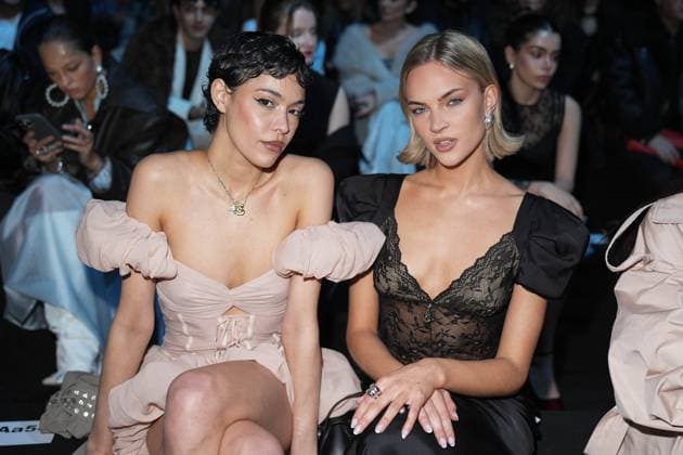 Milan, Milan Women s Fashion Week: Fall Winter 2025 26 - Women s Fashion, Fall Winter 2025 26 - Aniye Records fashion show - front row in the photo: Victoria Stella and Emilia Silberg  Copyright: xRiccardoxGIordanox xipa-agency.netx xRiccardoxGiordanox IPA_Agency_IPA54765441