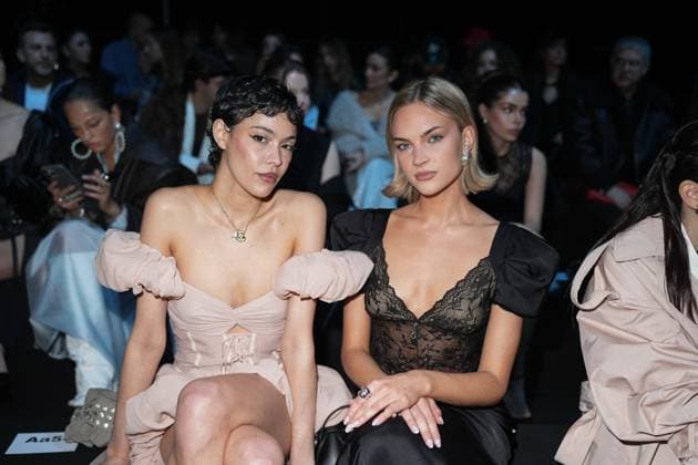 Milan, Milan Women s Fashion Week: Fall Winter 2025 26 - Women s Fashion, Fall Winter 2025 26 - Aniye Records fashion show - front row in the photo: Victoria Stella and Emilia Silberg  Copyright: xRiccardoxGIordanox xipa-agency.netx xRiccardoxGiordanox IPA_Agency_IPA54765444