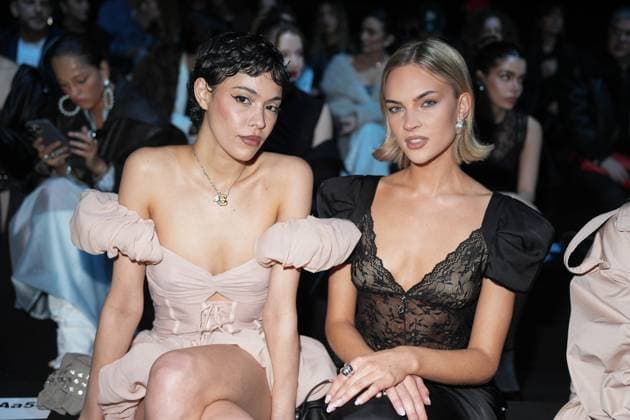 Milan, Milan Women s Fashion Week: Fall Winter 2025 26 - Women s Fashion, Fall Winter 2025 26 - Aniye Records fashion show - front row in the photo: Victoria Stella and Emilia Silberg  Copyright: xRiccardoxGIordanox xipa-agency.netx xRiccardoxGiordanox IPA_Agency_IPA54765448