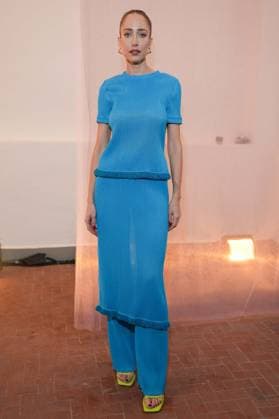 Milan, Milan Women s Fashion Week: Fall Winter 2025 26 - Women s Fashion, Fall Winter 2025 26 - MSGM fashion show - front row in the photo: Katerina Evangelinou  Copyright: xRiccardoxGIordanox xipa-agency.netx xRiccardoxGiordanox IPA_Agency_IPA54768261