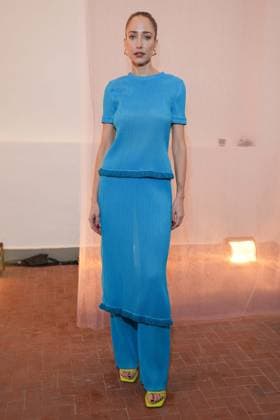 Milan, Milan Women s Fashion Week: Fall Winter 2025 26 - Women s Fashion, Fall Winter 2025 26 - MSGM fashion show - front row in the photo: Katerina Evangelinou  Copyright: xRiccardoxGIordanox xipa-agency.netx xRiccardoxGiordanox IPA_Agency_IPA54768265