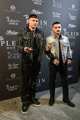 Milan, Milan Women s Fashion Week: Fall Winter 2025 - Women s Fashion, Fall Winter 2025.- Plein fashion show - guests. in the photo: Papa Ve and Nerissima  Copyright: xSimonaxChiocciax xipa-agency.netx xSimonaxChiocciax IPA_Agency_IPA54768161