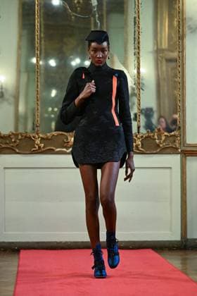 Milan, Milan Women s Fashion Week: Fall Winter 2025 - Hui Fashion Show - Catwalk Milan, Milan Women s Fashion Week: Fall Winter 2025 - Women s Fashion, Fall Winter 2025.- Hui fashion show - catwalk. in the photo: model MILAN Italy  Copyright: xIPA ABACAx