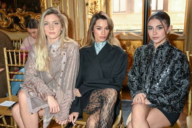 Milan, Milan Women s Fashion Week: Fall Winter 2025 - Women s Fashion, Fall Winter 2025.- Hui fashion show - guests. in the photo: Anita Olivieri, Gaia Sgaglia, Denise Rizzi  Copyright: xSimonaxChiocciax xipa-agency.netx xSimonaxChiocciax IPA_Agency_IPA54785074