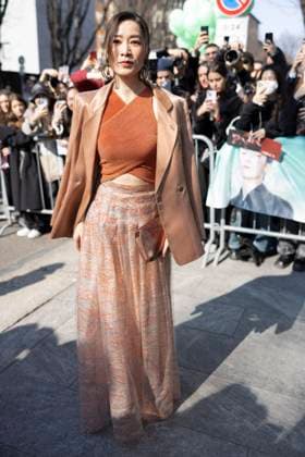MFW - Arani’s Arrivals Charmaine Sheh arrives to Arani’s fashion show during the Milan Fashion Week - Womenswear Fall Winter 2025 2026 on March 2nd, 2025 in Milan, Italy. Photo by Marco Piovanotto ABACAPRESS.COM Milan Italy  Copyright: xPiovanottoxMarco ABACAx