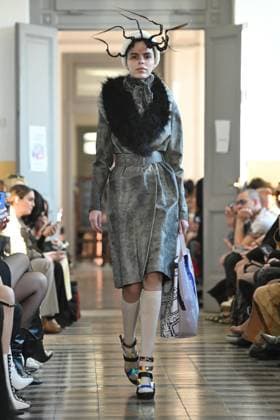 Milan, Milan Women s Fashion Week: Fall Winter 2025 - Fashion Show by. Francesca Liberatore - catwalk Milan, Milan Women s Fashion Week: Fall Winter 2025 - Women s Fashion, Fall Winter 2025.- Francesca Liberatore fashion show - catwalk in the photo: Model MILAN Italy  Copyright: xIPA ABACAx