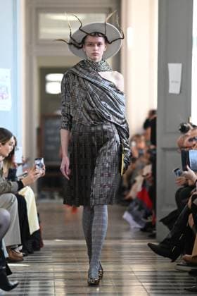 MFW - Francesca Liberatore Runway A model walks the runway at the Francesca Liberatore fashion show during the Milan Fashion Week - Womenswear Fall Winter 2025 2026 on March 2, 2025 in Milan, Italy. Photo by Simona Chioccia IPA ABACAPRESS.COM Milan Italy  Copyright: xChiocciaxSimona IPA ABACAx