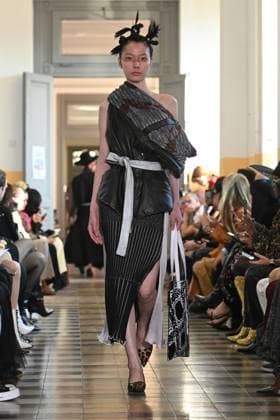 MFW - Francesca Liberatore Runway A model walks the runway at the Francesca Liberatore fashion show during the Milan Fashion Week - Womenswear Fall Winter 2025 2026 on March 2, 2025 in Milan, Italy. Photo by Simona Chioccia IPA ABACAPRESS.COM Milan Italy  Copyright: xChiocciaxSimona IPA ABACAx