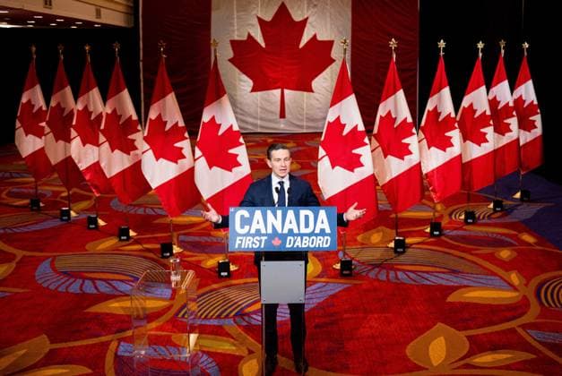 News Themen der Woche KW09 News Bilder des Tages March 2, 2025, Ottawa, On, Canada: Conservative Leader Pierre Poilievre speaks during a news conference in Ottawa, on Sunday, March 2, 2025. Ottawa Canada  - ZUMAc35_ 20250302_zaf_c35_040 Copyright: xSpencerxColbyx