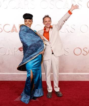 (L-R) Kayo Shekoni and Johan Grimonprez arrive on the red carpet for the 97th Academy Awards in the Hollywood section of Los Angeles on Sunday, March 2, 2025.  LAP20250302728 JOHNxANGELILLO