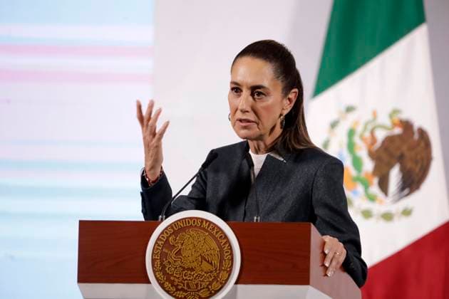 Mexico™s President Claudia Sheinbaum Press Conference Claudia Sheinbaum Pardo, President of Mexico, speaking about Fentanyl seizures at the southwest border during a briefing conference at National Palace. on March 3, 2025 in Mexico City, Mexico. (Photo by Luis Barron Eyepix Group) Copyright: xLuisxBarron xEyepixxGroupx LB_03032025_145467