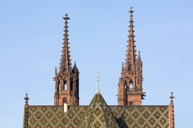 Basel, Münster (Basler Münster), Blick von Osten auf die beiden Türme Basel, Minster (Basler Münster), view from east to the two towers Copyright: imageBROKER FlorianxMonheim iblflm12764514.jpg