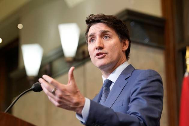 March 4, 2025, Ottawa, On, Canada: Prime Minister Justin Trudeau holds a news conference on U.S. tariffs in Ottawa on Tuesday, March 4, 2025. Ottawa Canada  - ZUMAc35_ 20250304_zaf_c35_043 Copyright: xAdrianxWyldx
